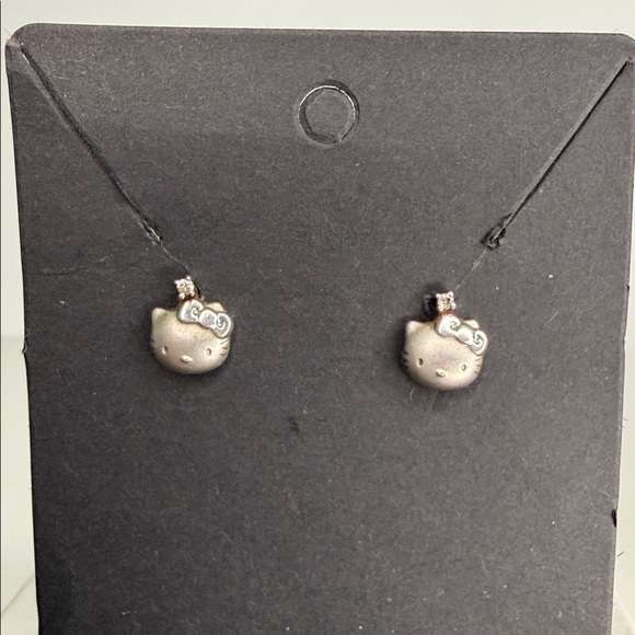 Sanrio Jewelry - Hello Kitty Sterling Silver Earrings - marked 925/Sanrio pierced w/small crystal